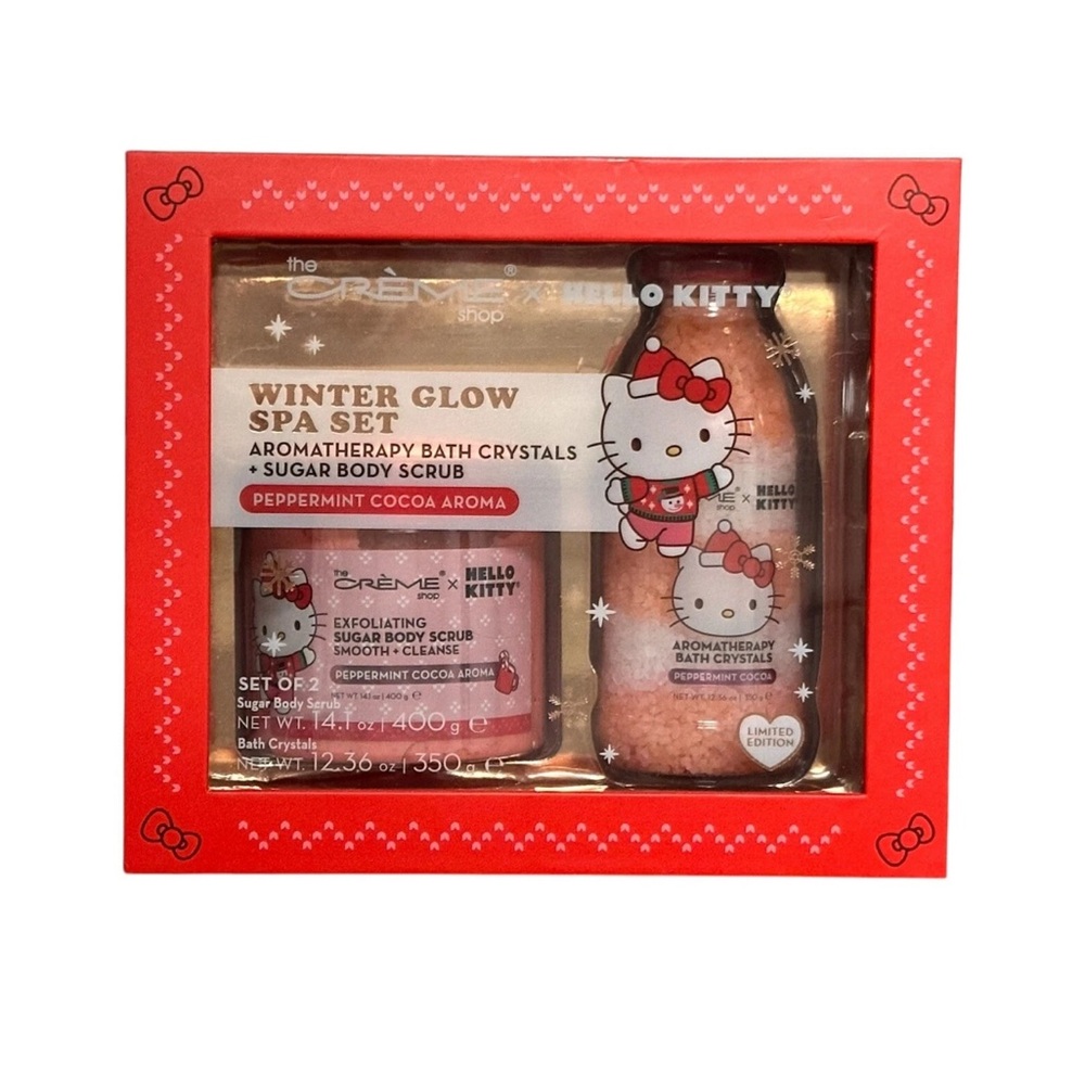 THE CREME X HELLO KITTY Winter Glow Spa Set Peppermint Cocoa Aroma NEW!!!!